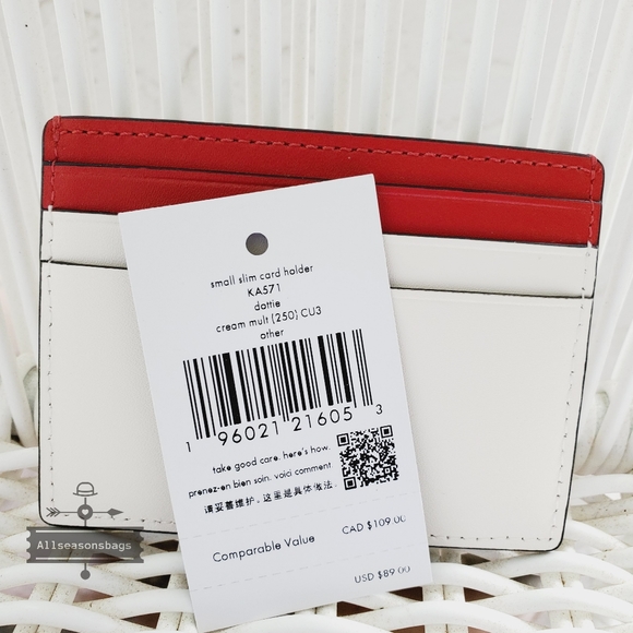 AUTHENTIC Kate Spade Staci Large Slim Ladybug Card Holder CREAM RED Nwt - Picture 3 of 5